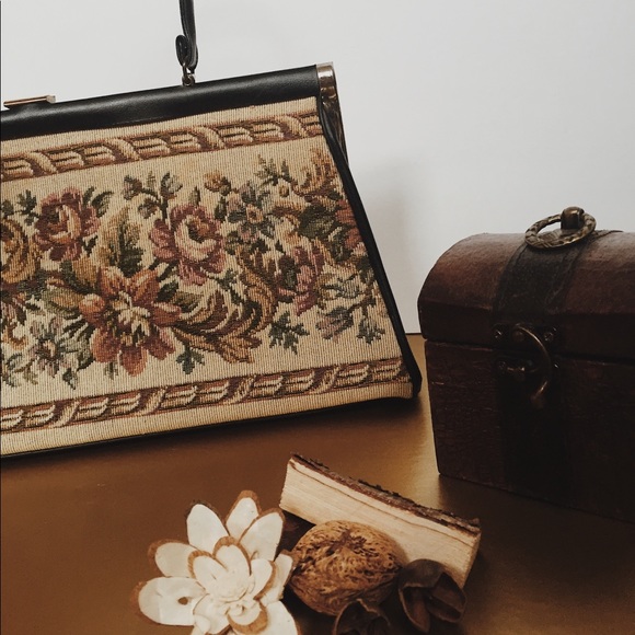 Vintage Hand Bag Cross Stitch Embroidered - Picture 3 of 3